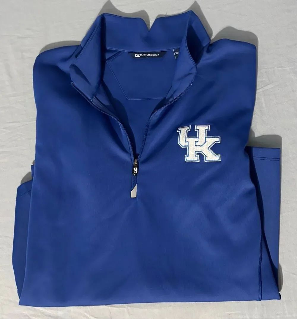 Cutter & Buck Kentucky Wildcats Jacket Mens 2XL XXL Blue 1/4 Zip Pullover